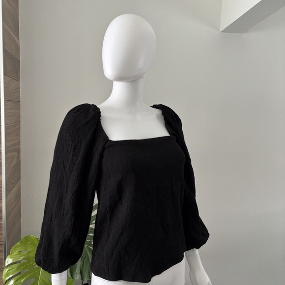 Johanna Ortiz Black Desert Balloon-Sleeve Crepe Top Sz 0 / XXS NWT❤️ - Picture 3 of 11